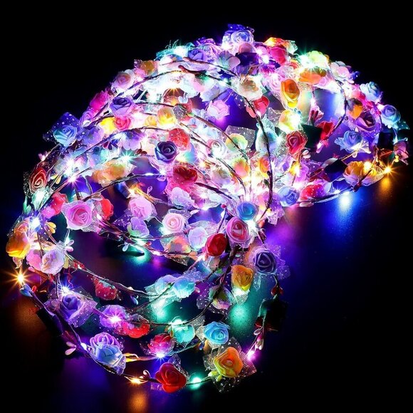 LED Flower Crown 30pcs Floral Headband Multicolor Light Up for Women Wedding main image 4